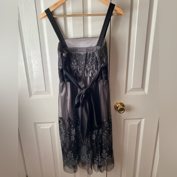VINTAGE Kathy Roberts Black/Gray Embroidered Floral Tulle Metallic Party Dress 6 - Picture 2 of 11